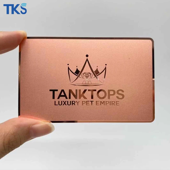 Unique Luxury Mirror Shining  Rose Gold  Metal Business Cards Printing