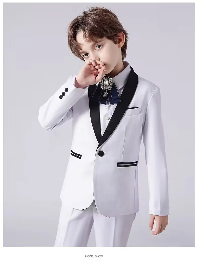

Children's Suit Set School Boy Formal Wedding Suit Elegant Boys Suits Outfits Set Handsome Kids Blazer Vest Pants Suit Clothes