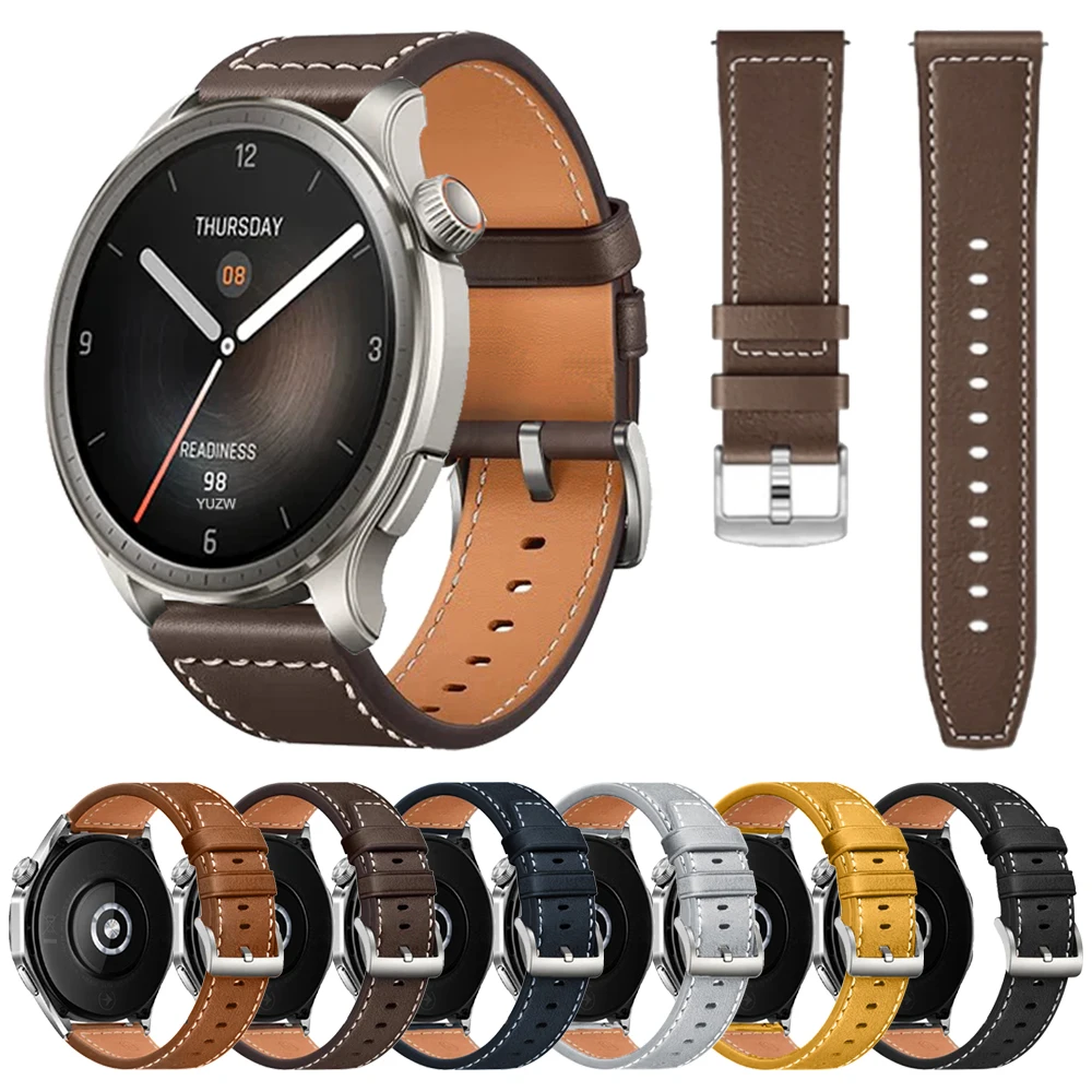 Leather Watch Strap For Huami AMAZFIT GTR 4 3 Pro 47mm Band AMAZFIT GTS 4 3 2e BIP 5 Bracelet Soft 20 22mm Replacement Wristband