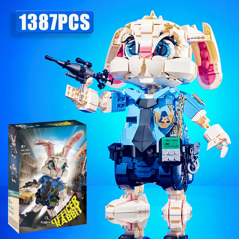 

Creative 1387Pcs Cartoon Offiicer Rabbit Building Blocks Movie Series Officer Bunny Home Decoration Collection Toy Children Gift