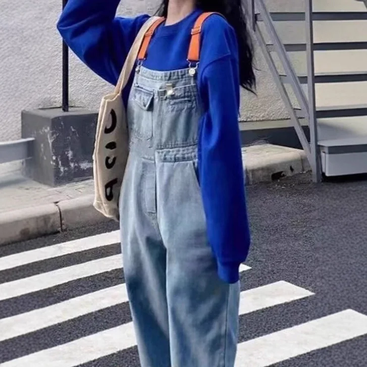 

Джинсовые комбинезоны Color Blo, женские большие размеры, утягивающие длинные брюки с высокой талией, осенне-зимние модные костюмы больших размеров