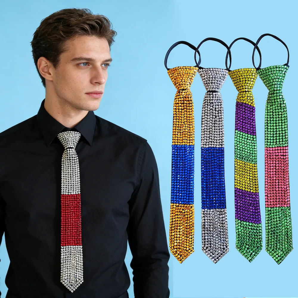 

Новый блестящий модный галстук, украшенный стразами для женщин и мужчин, деловой повседневный галстук-бабочка в ленивом стиле, роскошные ювелирные изделия