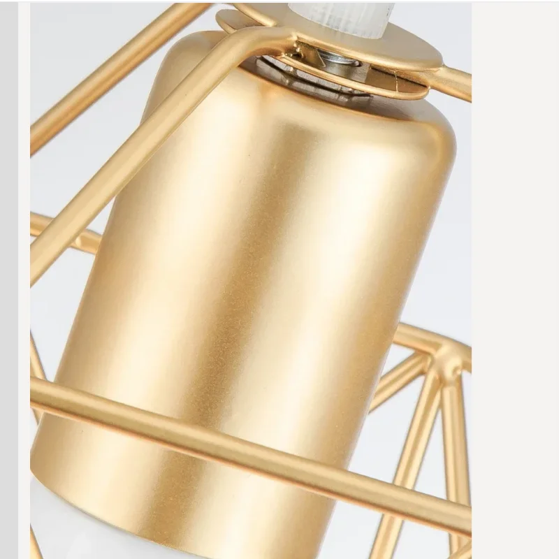

Gold Black Minimalist Metal Cage Modern LED Pendant Light Iron Pendant Lamp Living Room Restaurant Shop Bar Fixture Decoration