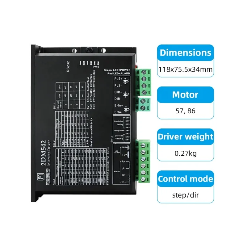 2DM542 2 phase CNC Micro Stepper Motor Driver 1.0-4.2A Drive Controller for nema17 nema23 motor