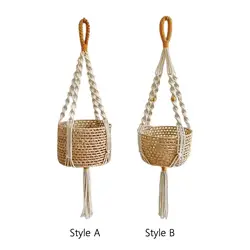 Plant Hanger Macrame String Bag Decorative Flower Pot Holder Stand for Living Room Corridor Indoor Outdoor