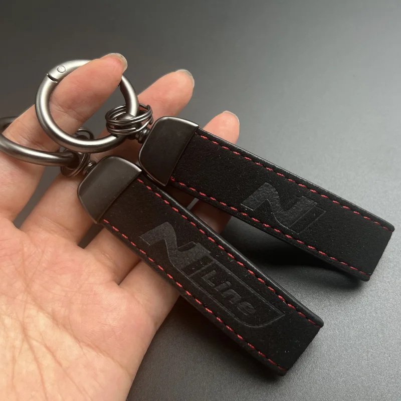 2024 Suede Leather Men Luxury Women Car Keychain For i30 i20 i10 Kona Elantra Sonata Tucson N Line Keychain Chain Accessories