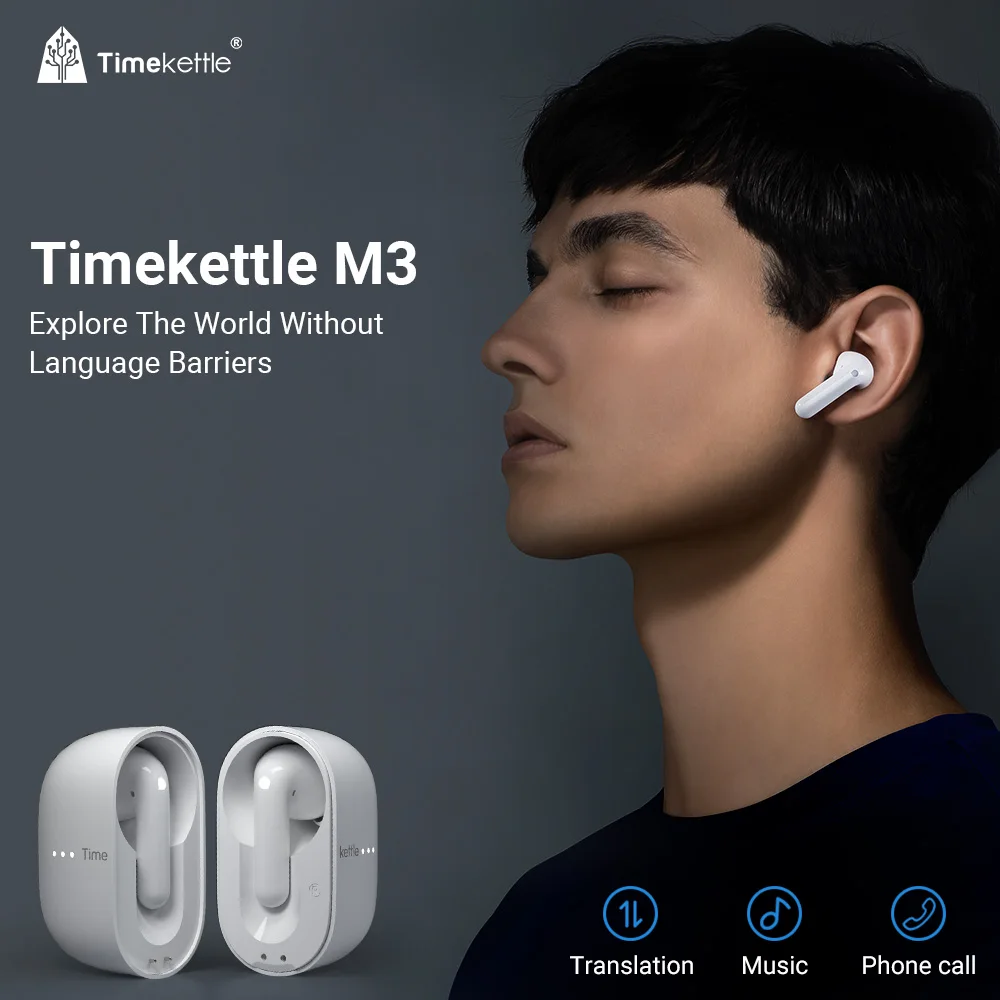 

TimeKettle M3 Language Simultaneous Translator Headset Business Interpretation Earphone Travel Voice Translation Earbuds