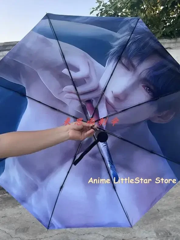 Love and Deepspace Rafayel Cosplay Full-automatic Vinyl Umbrella Both Sunny Rainy Uv Brolly Collapsible Rainshade Anime Gift