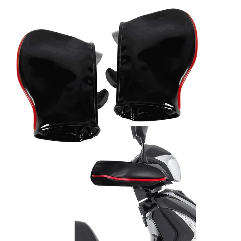 

Universal Motorbike Scooter Handlebar Grip Muffs Waterproof Windproof Motorcycle Handlebar Gloves Winter Thick Warm PU Gloves