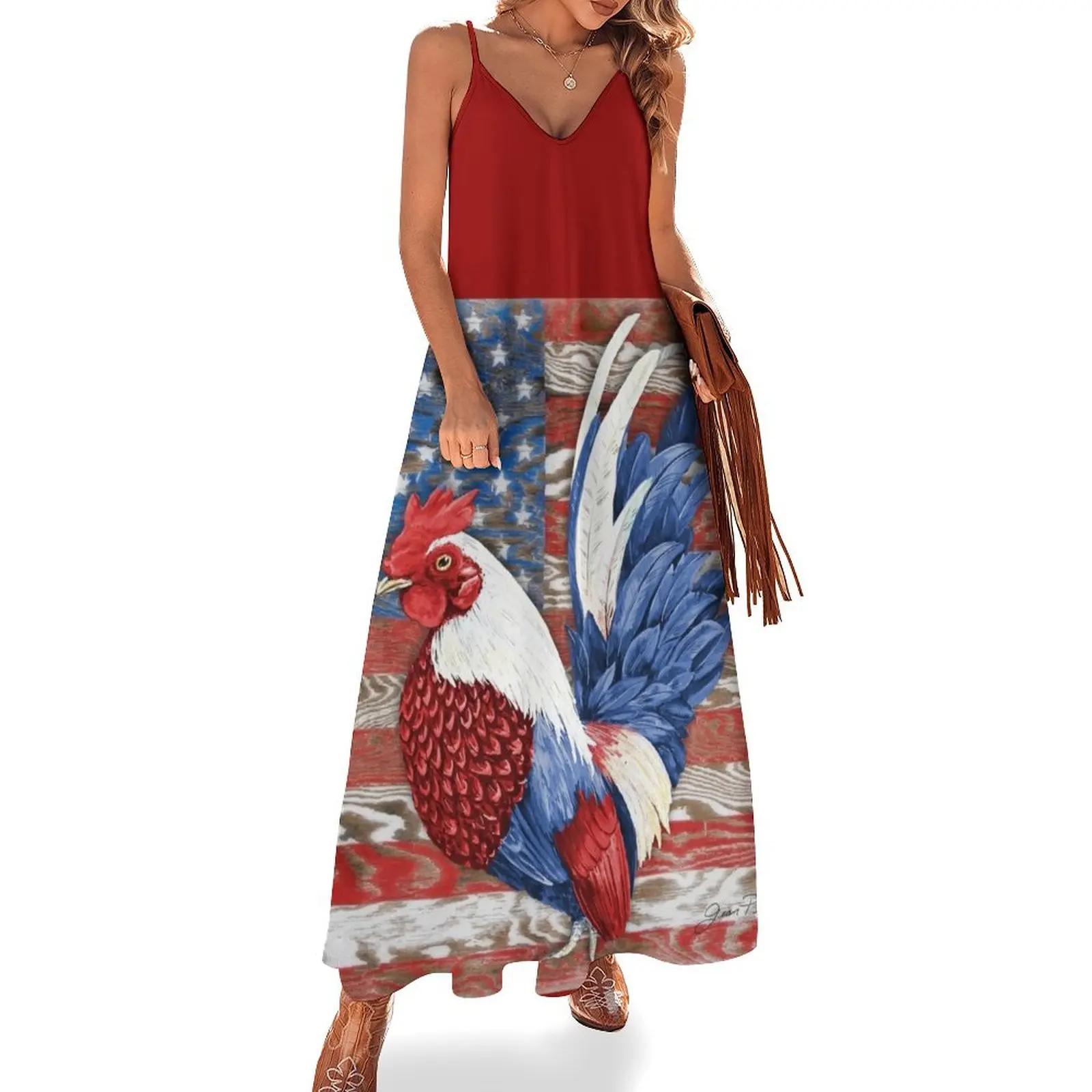 

American Rooster A2 Sleeveless Long Dress women party dresses elegant dresses plus sizes women's summer clothing 2025 Dress