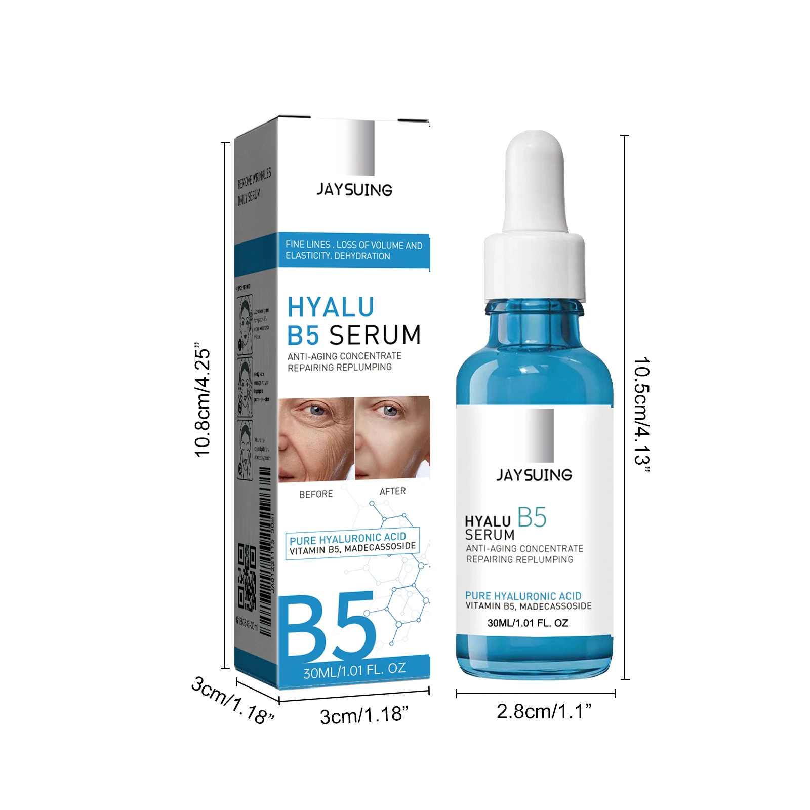 JAYSUING HYALU B5 Serum Anti -Wrinkle Collagen Instant Face Tightening Fade Fine Lines Hydrating for Plumping