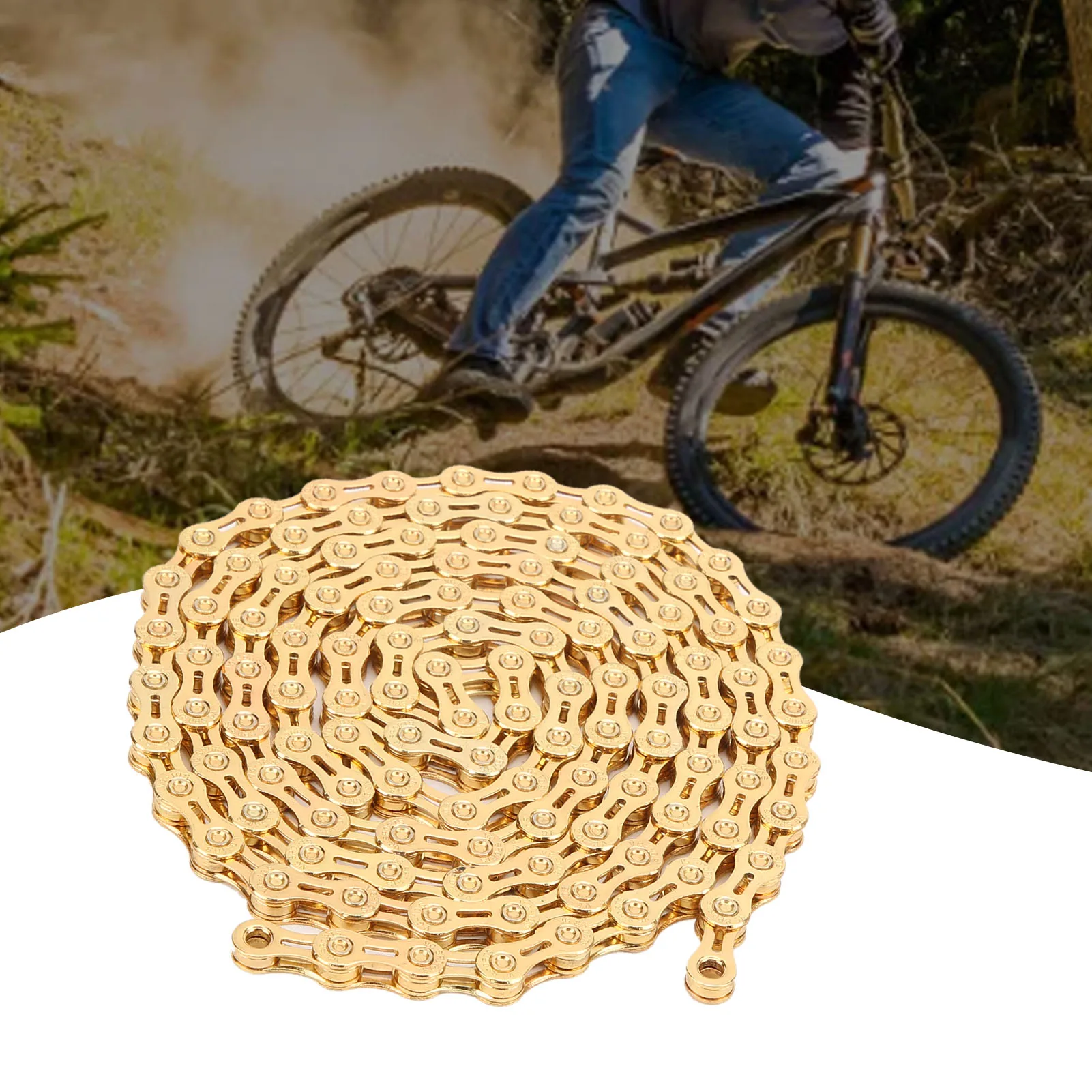 

VG Sports Mountain Bike 10 Speed Chain Wear‑resistant Higher Hardness and Strength 116 Links 1/2INx11/128IN Bicycle Chain Gold