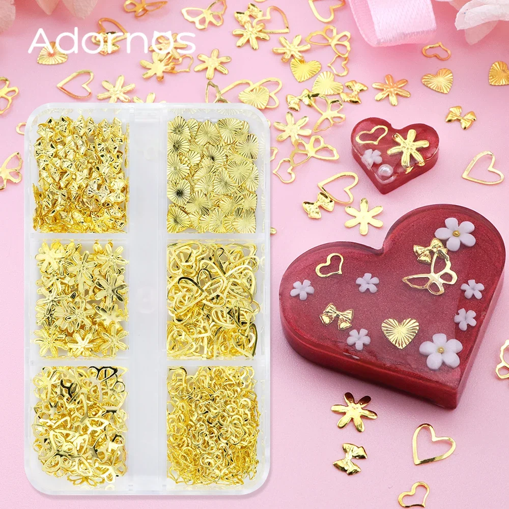 380pcs Luxury Butterfly Love Heart Metal Rivets Resin Keychain Decoration Valentines Day Gift DIY Accessories Resin Mold Filling