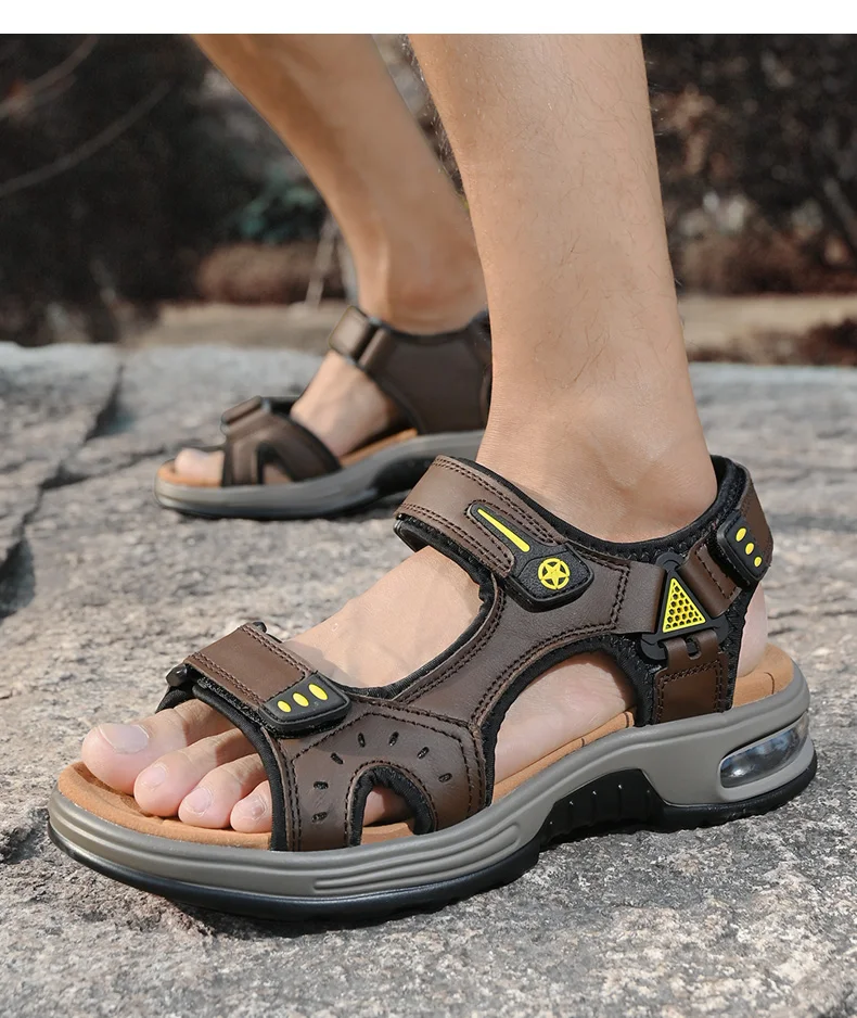 Neue Sommer Echtes Leder Männer Sandalen Mode-Design Atmungsaktive Casual Schuhe Männer Weichen Boden Outdoor Strand Sandalen Große Größe 46 – Detail 25