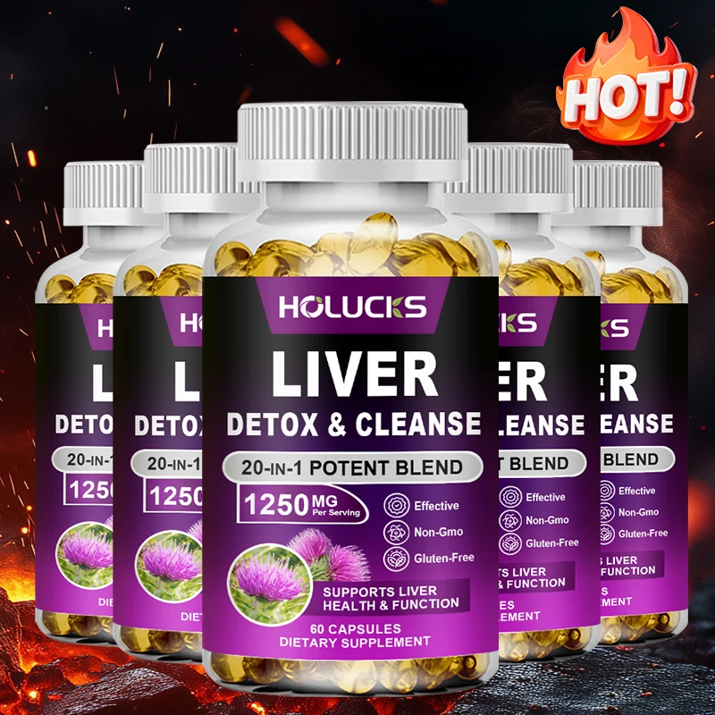 

HOLUCKS Liver Detox Capsules 20-in-1 Blend with Milk Thistle, Artichoke & Dandelion, Supports Cleanse, Repair & Natural Vitality