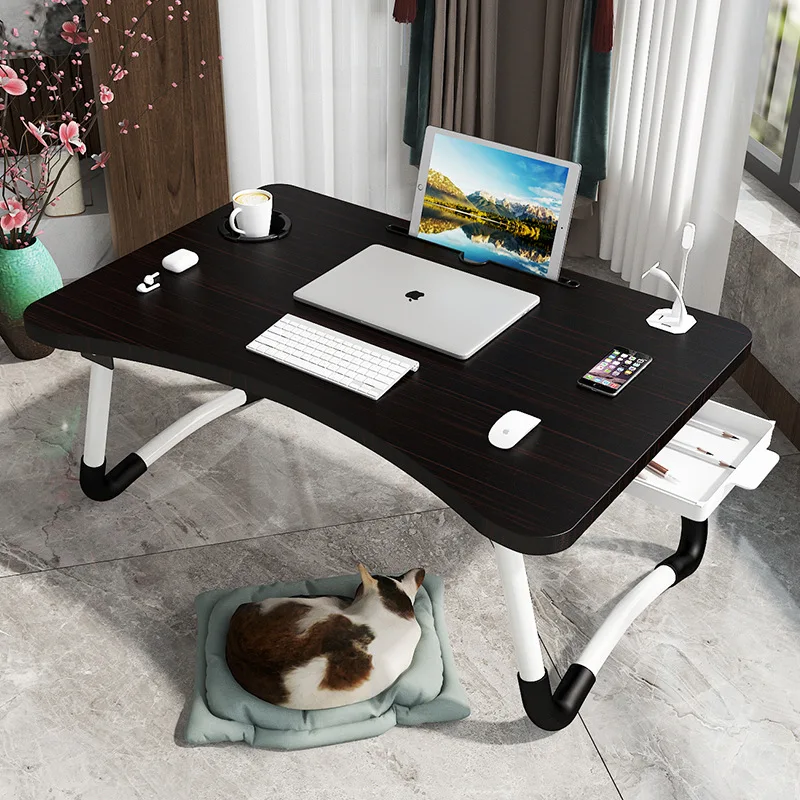 Folding Table Laptop Creative Student Laptop Stand Bed Card Slot Cup Holder Portable Table Bed Fashion Table Multi-functional