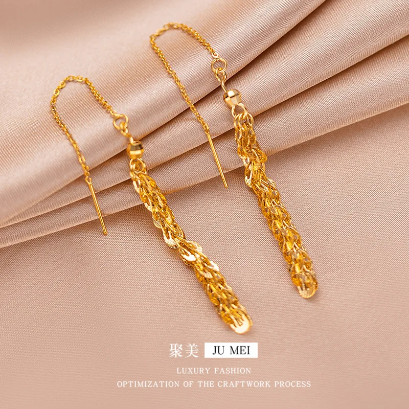 

Gold Shop Same Style 9999 24K Real Gold Women's Gold Earrings Exquisite Earrings Fashion Gift Beautiful Gift