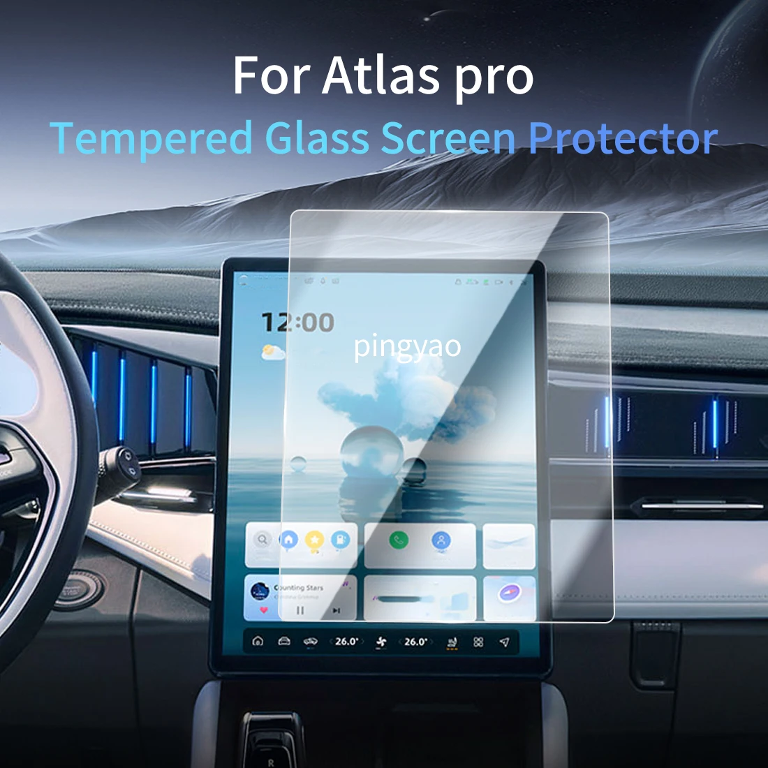 

Car Sticker Screen Protector Navigation Display Tempered Glass Protective Film Car Vehicle For24 Ford Motor Atlas pro
