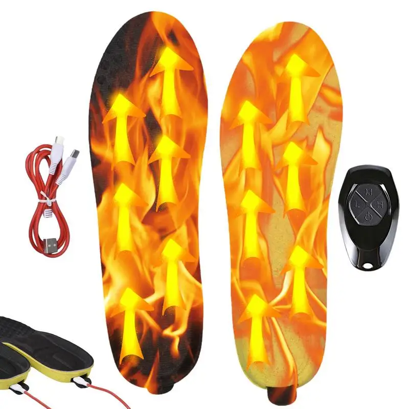 Winter Heated Insoles 2000mAh Remote Control Electric Heating Insoles Rechargeable Foot Warmer Warm Feet Treasure For Camping