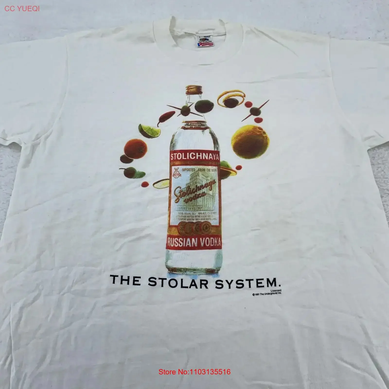 Camiseta Vintage Stolichnaya Vodka Stolar System, talla grande, promoción de alcohol Stoli, estilo vintage de los años 90, unisex, cómoda y a la moda.