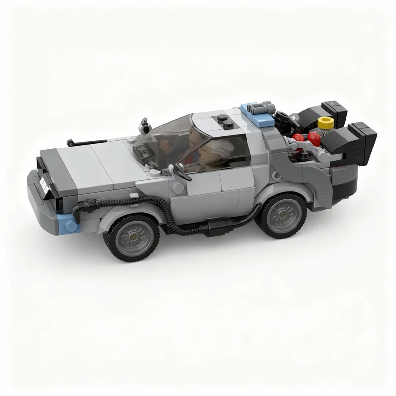 328pcs MOC Time Machine Back Future Light Switch City Champions Model Building Blocks Christmas Gifts Construction Toys Assemble