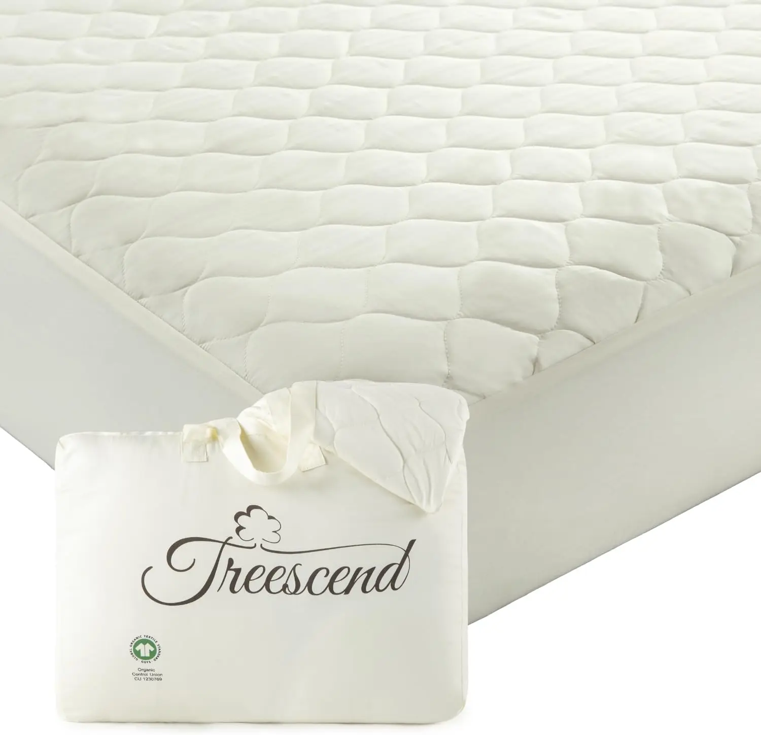 

Organic Cotton Mattress Protector, Breathable & Noiseless, 300GSM, King, Ivory