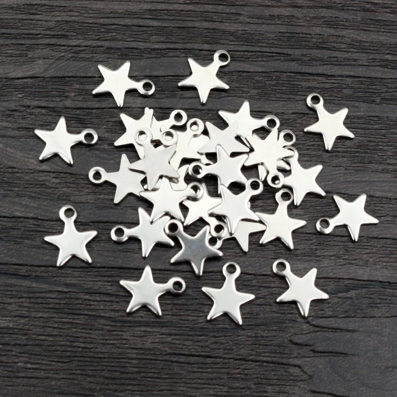 

30pcs 10x8mm No Fade Charms 316 Stainless Steel Small Star Handmade Bracelet Necklace Pendant Charms DIY Jewelry Making Findings