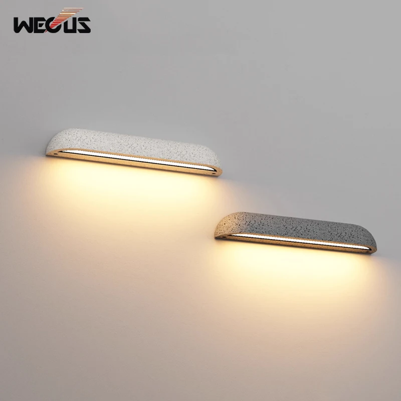 Outdoor Micro Concrete Waterproof Strip Wall Lamp Villa Garden Shop Facade Entryway Exterior Light