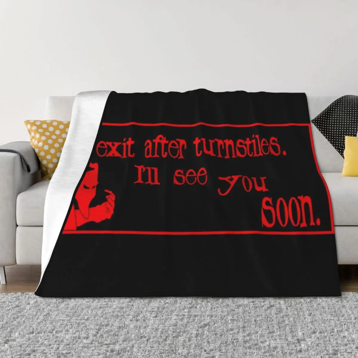 

Final destination 3 (rollercoaster ride sign) (YOU MAY NEVER RETURN!) Throw Blanket funny gift bed plaid Flannels Blankets