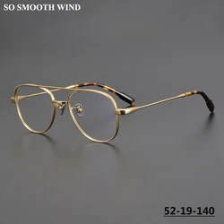Handmade Pilot Vintage Oval Frame Men Ultralight Pure Titanium Double Beam Glasses Women Luxury Eyeglasses High Quality Eyewear