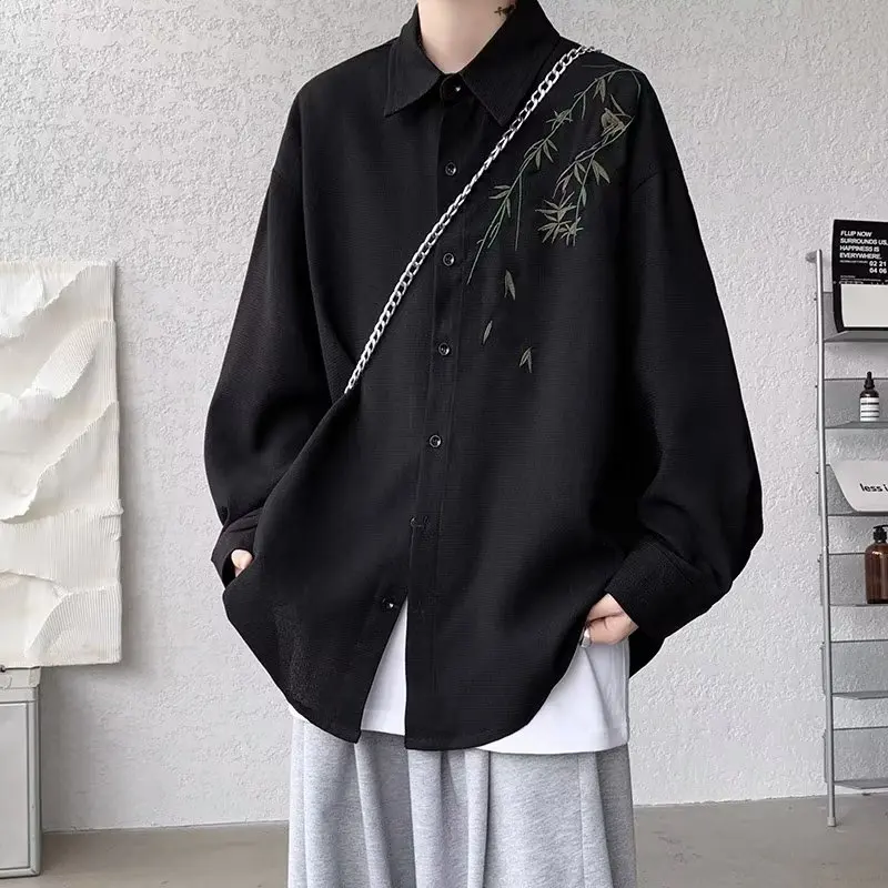 

Loose Long Sve Men's irt plus Size Sli Casual Korean Sle Autumn Winter Faion College Sle Top for Fat Men