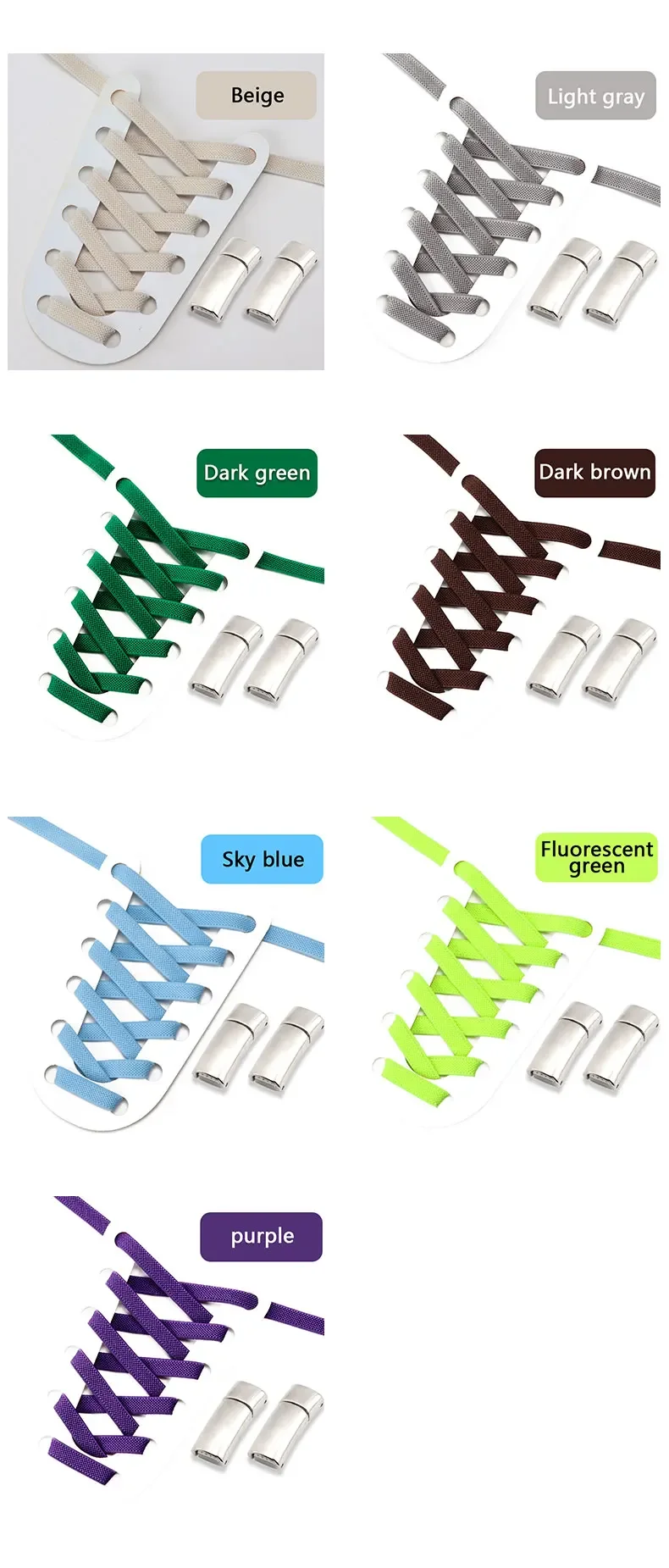 Magnetische Schnürsenkel Clip Flache Elastische Stretch Schnürsenkel Keine Krawatte Schnürsenkel Casual Turnschuhe Frau Männer Kinder Schnürsenkel Schuhe Zubehör – Detail 12