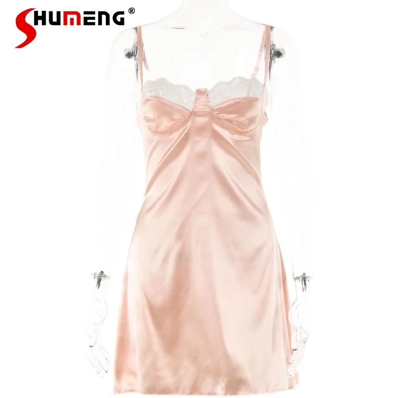 Sexy tentazione pizzo vedere attraverso la biancheria intima da donna puro desiderio cinturino collo basso camicie da notte abito da discoteca interno femminile