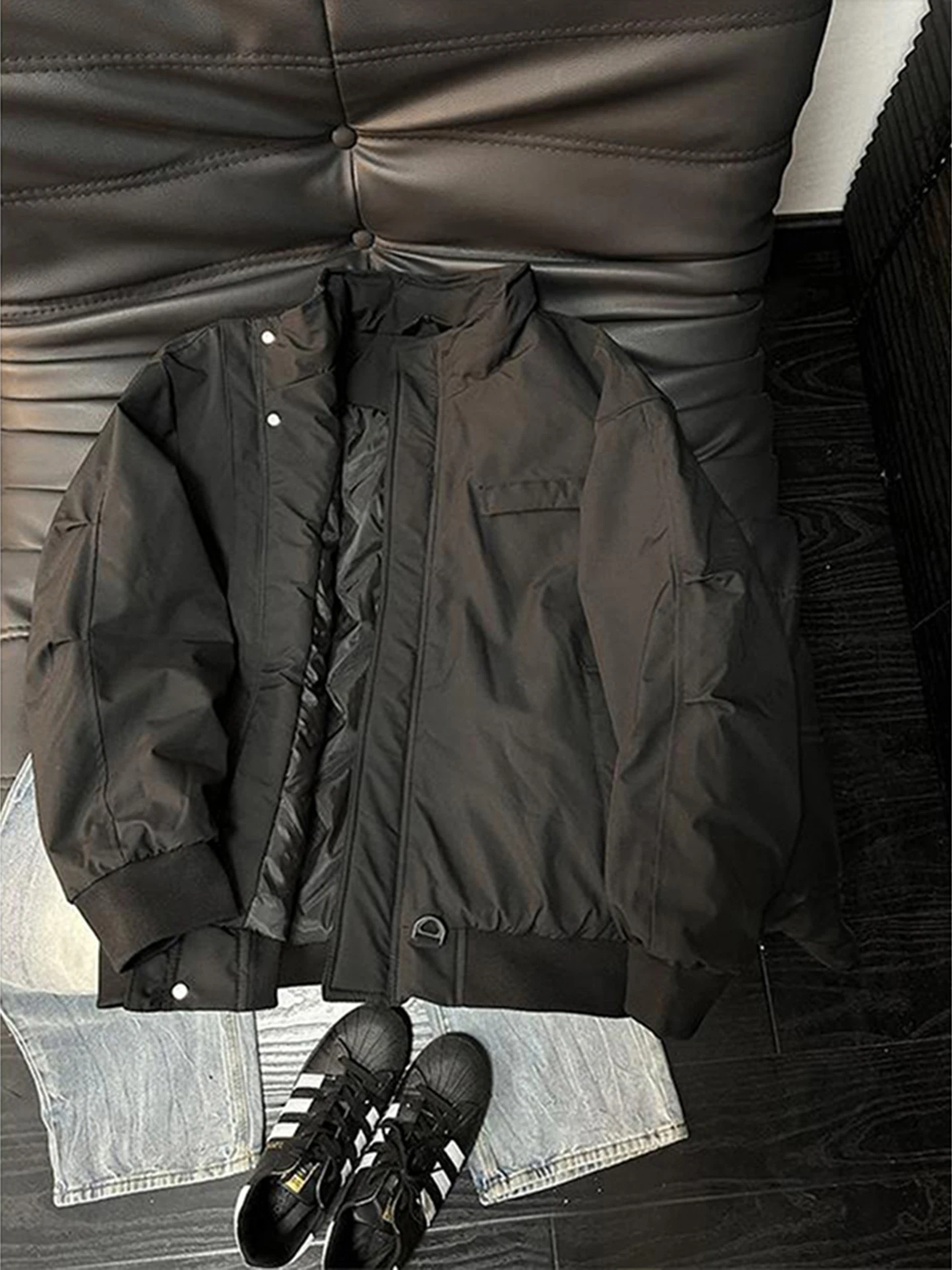 

Bla Tee-Proof American Flight Jaet Cotton Workwear for Men Winter Thi ort Downproof Zipper Closure Coat