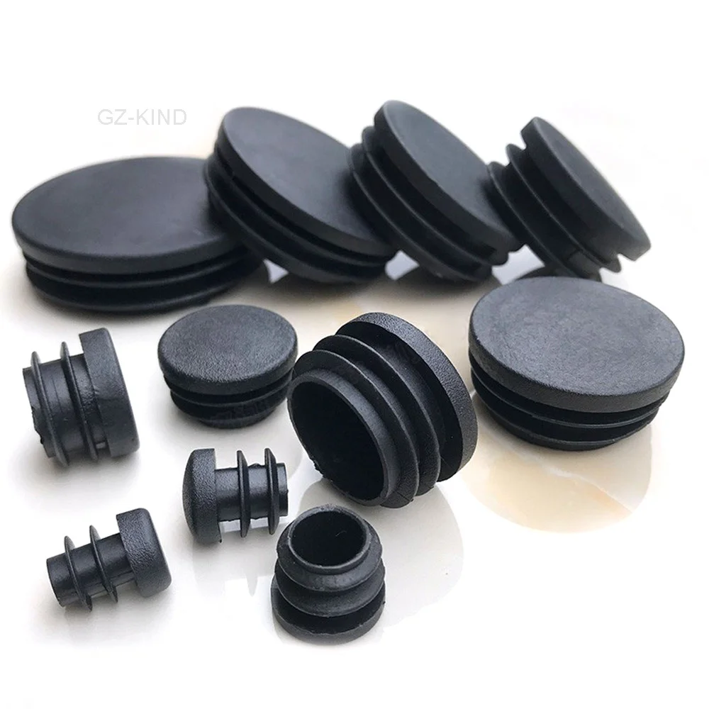 4 pcs Round Plastic Black Caps Pipe Caps Tubular Inserts Bung Plug 12/14/16/19/20/25/28/30/32/35/40/42/45/48/50mm