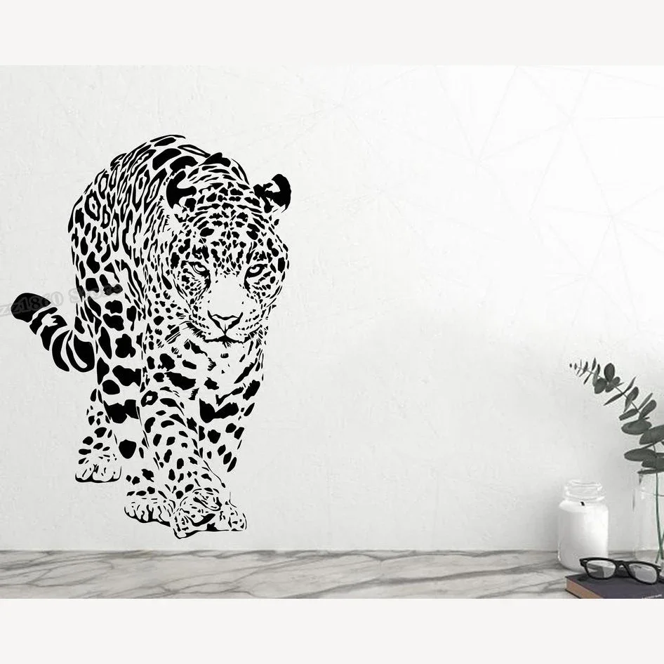 Leopard walking wall decals Cheetah Animals Wild Pet Wall Stickers Wild Cat Vinyl Sticker for Bedroom Nursery Decor Murals B593