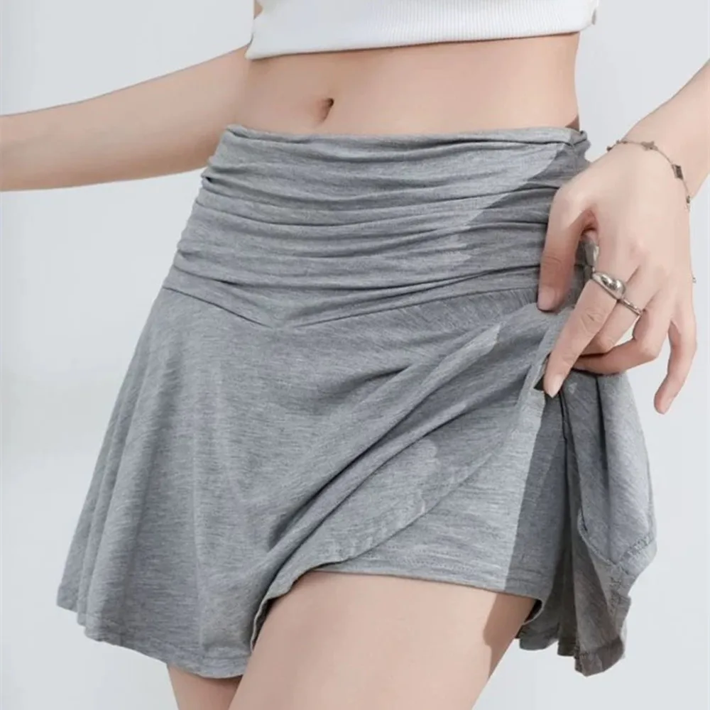 

Мини-юбка Y2K для женщин, сексуальная, с низкой посадкой, ультракороткая, плиссированная, летняя, однотонная, А-силуэт, для йоги, спортивная короткая юбка