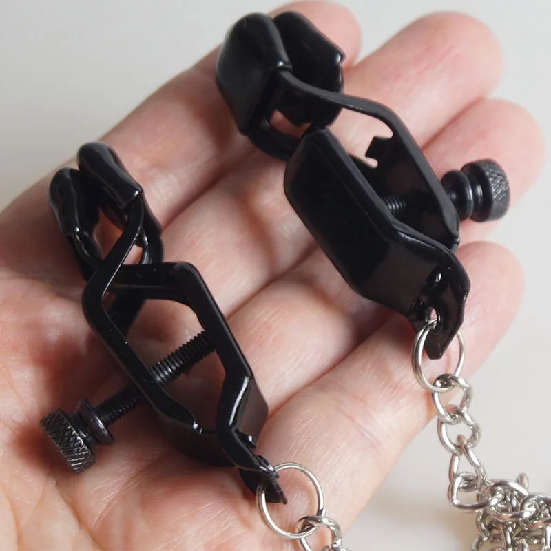 Pinzas de Metal BDSM para pezones, pinzas de Clip con cadena, Juguetes sexuales para parejas, juegos para adultos, sumisa, Bondage