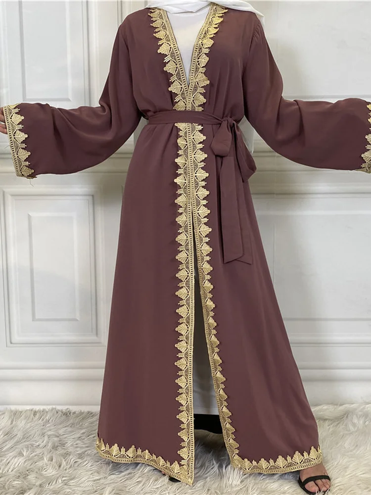 Imagem -05 - Ramadan Elegante Oração Muçulmano Aberto Abaya Vestido Feminino Dubai Turquia Islam Vestido Longo Kaftans Vestidos Robe Longue Femme Vestidos