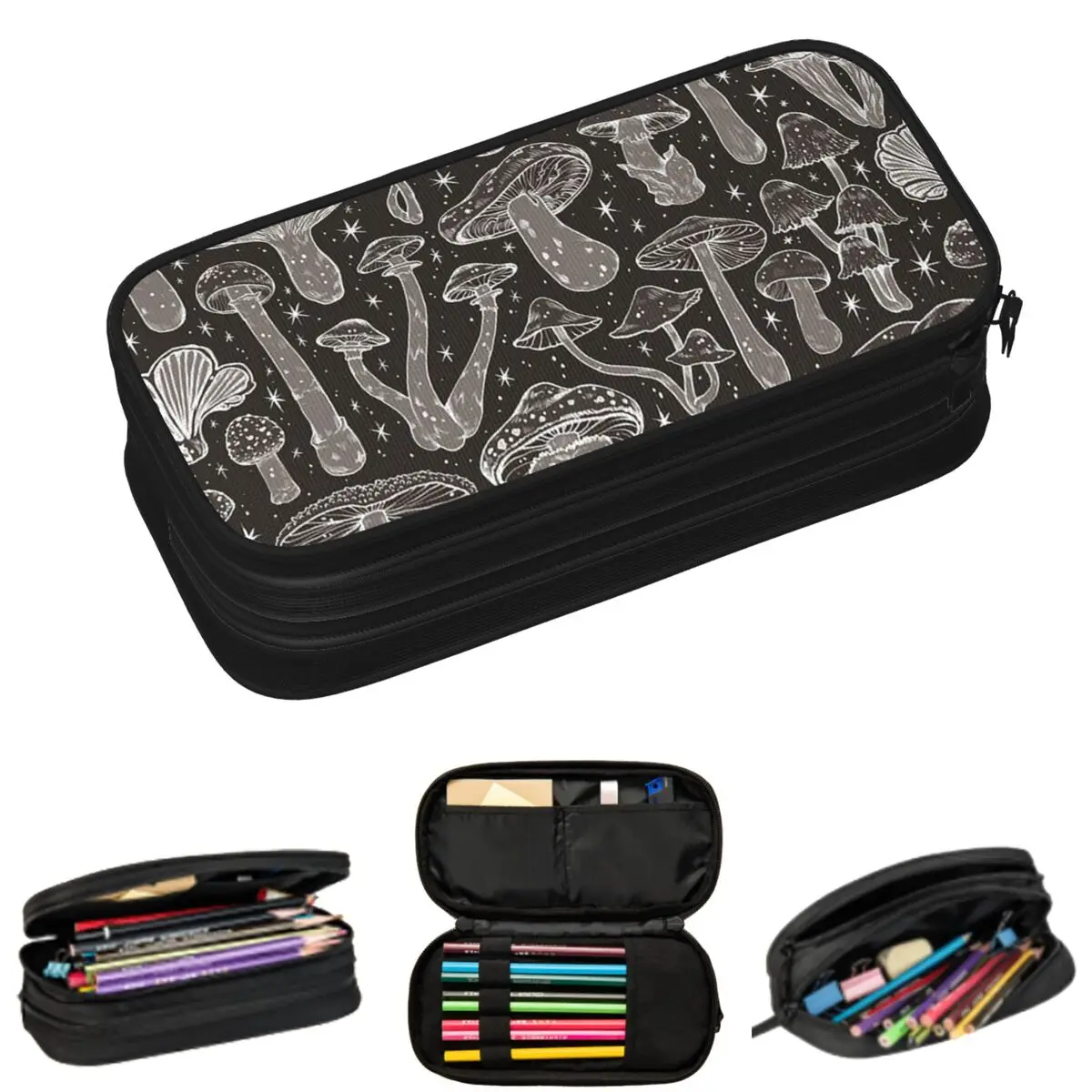 

Mushroom Stars And Moon Pencil Cases for Students Pen Box Pencil Bag Large Capacity Pencil Pouch Storage Stationery Supplies