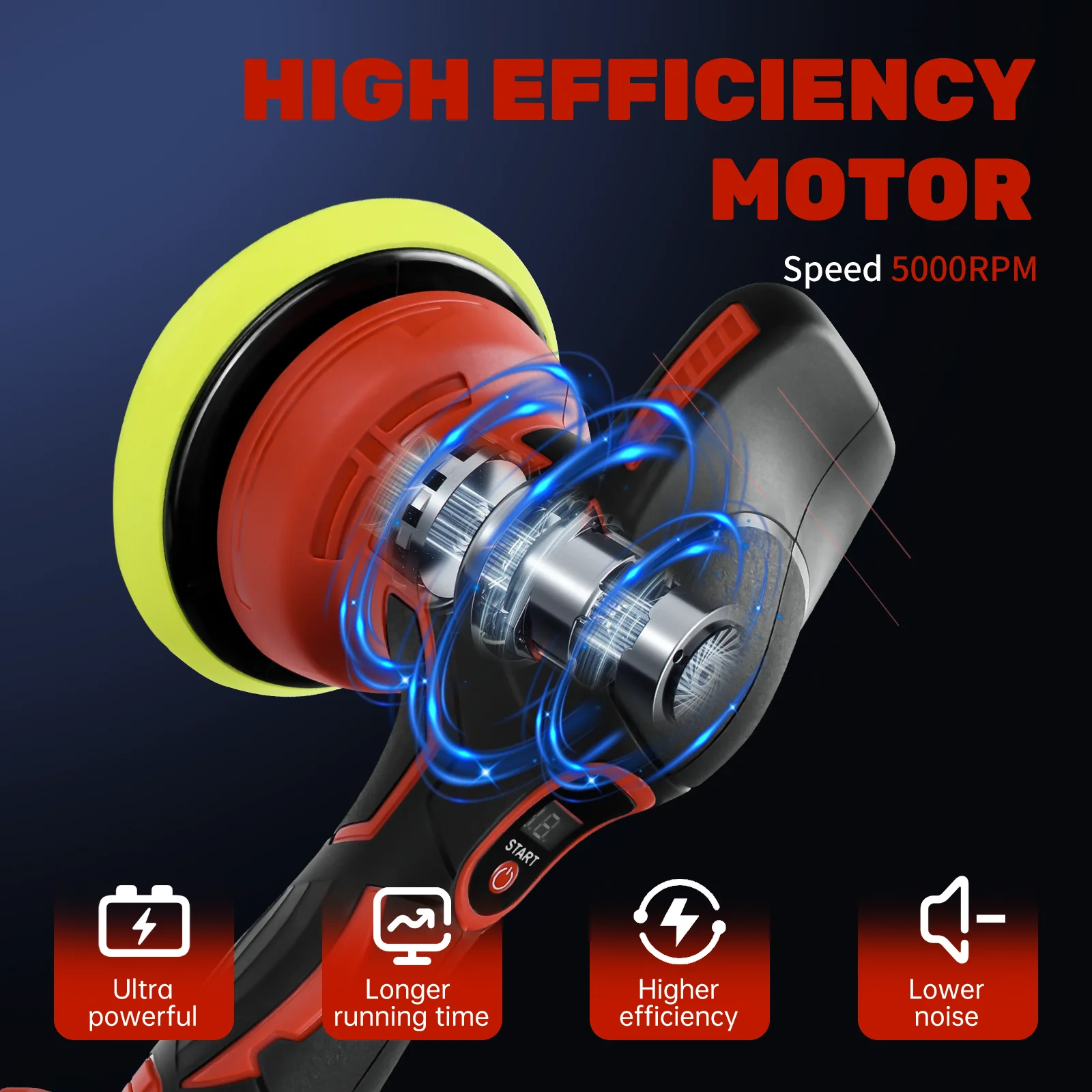 Polidor de carro sem fio para polidores e amortecedores elétricos de bateria Milwaukee 18V com 8 velocidades variáveis de até 5000RPM (sem bateria)