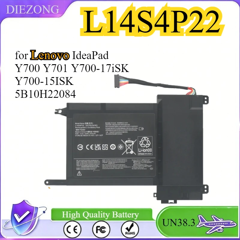 

Новый аккумулятор L14M4P23 L14S4P22 для ноутбуков Lenovo IdeaPad Y700 Y701 Y700-17iSK Y700-15ISK 5B10H22084 14.8V 60Wh 4050mAh