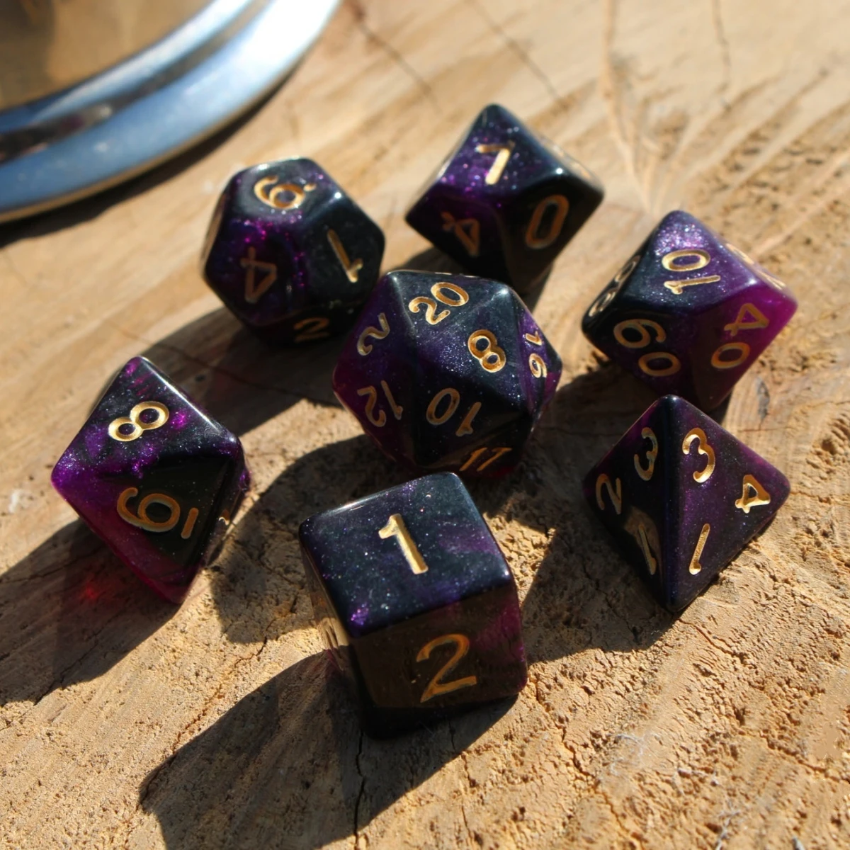 7Pcs/Set Mystical Galaxy Starry Sky Dice for DND Dungeons and Dragons Table Games D&D RPG Tabletop Roleplaying