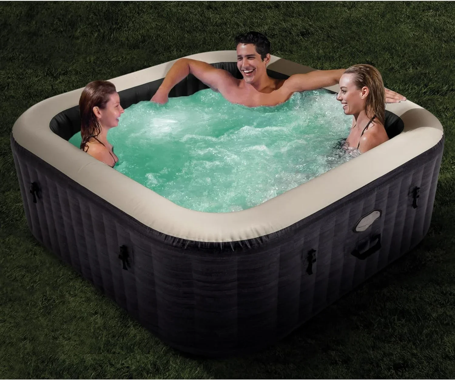 

Inflatable Square Hot Tub, Maintenance Kit W/Brush, Skimmer,and Scrubber, Slip Resist Inflatable Removable Seat (2 Pack),hot Tub