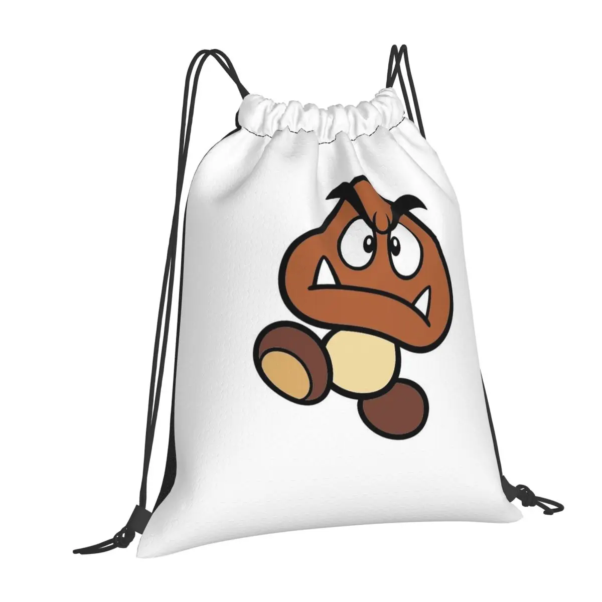 

Cartoon Game Goomba Face Backpacks Portable Drawstring Bags Sports Bag Book Bags for Man Woman Students