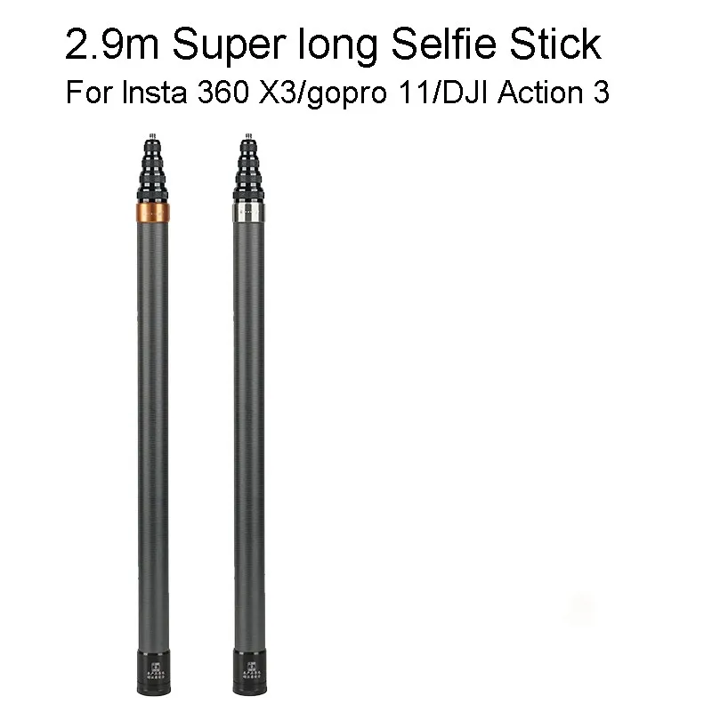 290cm Carbon Fiber Invisible Extended Edition Selfie Stick For Insta360 X3 / One X3 /one Rs Accessories For Gopro Selfie Stick