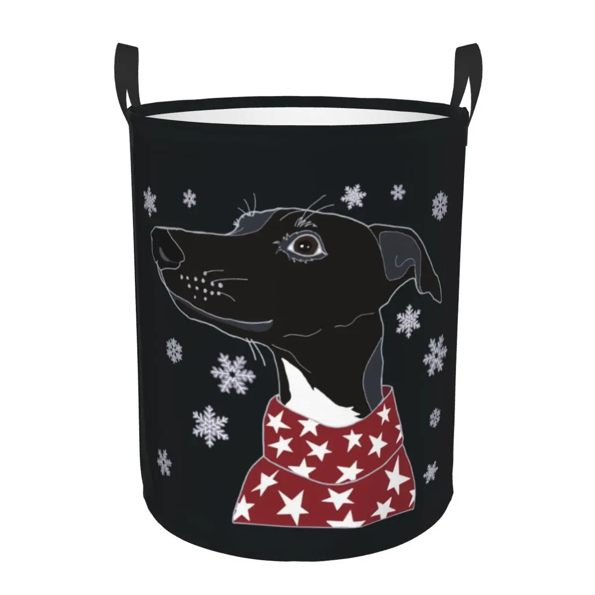 

Custom Cute Winter Whippet Laundry Hamper Large Storage Basket Lurcher Greyhound Dog Girls Boys Toy Organizer