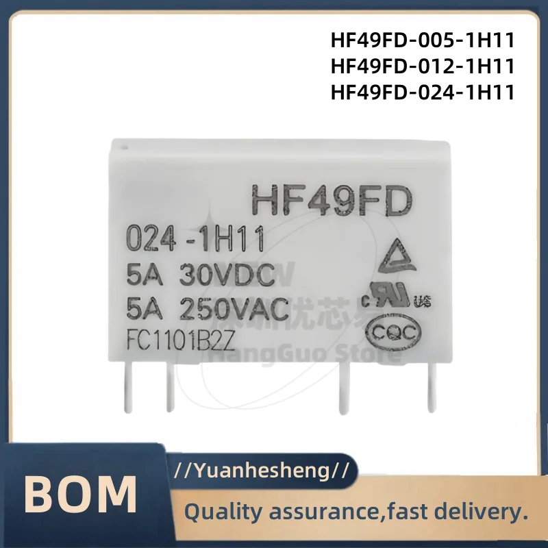 HF49FD HF49FD-005-1H11 HF49FD-012-1H11 HF49FD-024-1H11 Relay HF49FD-005 012 024 1H11 4Pin 5A Relays DC 5V 12V 24V