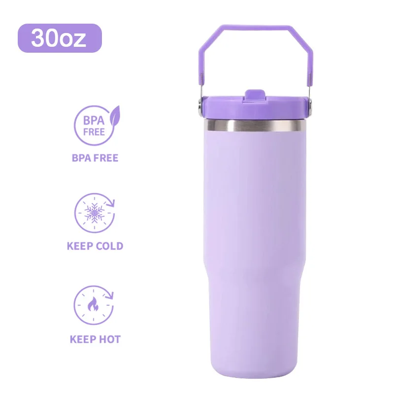 30OZ Car Cup,Double Stainless Steel,Vacuum Insulated,Heat Insulated,Leak-proof,Portable Ice Bullock Cup,Water Bottle With Straw