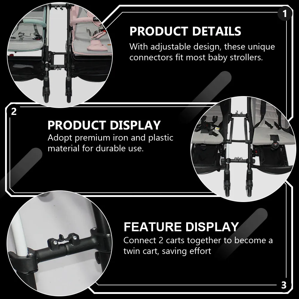 

1Set Baby Stroller Connector Set Twin Stroller Connection Kit Adjustable Fit Most Single Strollers Outdoor Park Travel Family